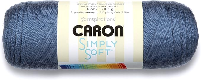 Caron Simply Soft Solids Yarn (4) Medium Gauge 100% Acrylic - 6 oz - Country Blue - Machine Wash & Dry