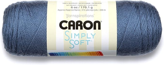 Caron Simply Soft Solids Yarn (4) Medium Gauge 100% Acrylic - 6 oz - Country Blue - Machine Wash & Dry