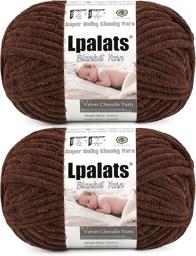 Baby Blanket Yarn for Crocheting - 2 Pack of 300g (Total 600g/21.2oz) Super Fluffy Chunky Chenille Yarn for Hand Knitting, 230 yds Super Bulky Plush Yarn for Blankets and Amigurumi (2, Dark Curry)