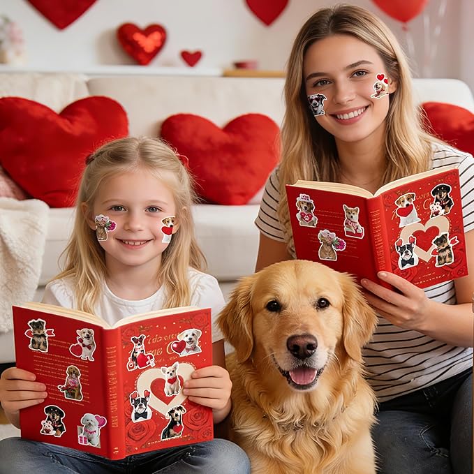 h1vojoxo valentine’s day sticker rolls - 1000pcs valentine’s day holiday dog stickers for kids classroom 16 design valentines cute dog sticker for craft valentines funny dogs stickers for envelope