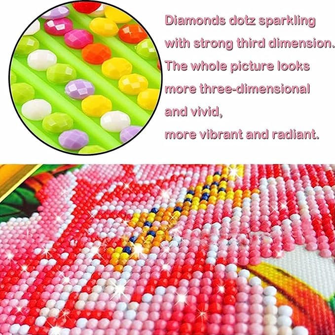 DOTZSO Diamond Art Kits for Adults 6 PCS DIY Full Diamond Art kit with Crystal Cross Stitch Picture Art and Craft for Adult Beginners 12x16 Inches (Flowers Butterfly)