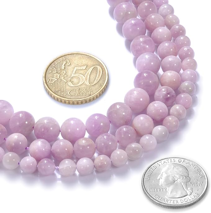 12mm Natural Kunzite Gemstone Round Loose Beads Crystal Stone Bracelet Necklace Accessories Crafts for Jewelry Making DIY,1 Strand 15"