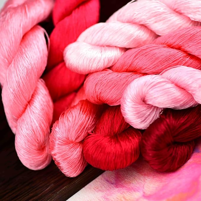 Natural Silk Thread, Handmade Embroidery Thread, 8 Colors, 110m Each, Mulberry Silk Floss for Hand Embroidery, Fine Detailed Needlework, Luxury Embroidery Threads Set（11）