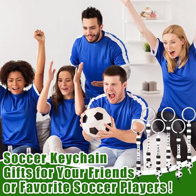 Landical 564 Pcs Soccer Keychain Making Kit DIY Soccer Bead Key Chain Craft Adjustable Sport Letter Bead Charm Sport Theme Party Favor Gift Backpack Accessories Holiday Decoration(Joyous Color)