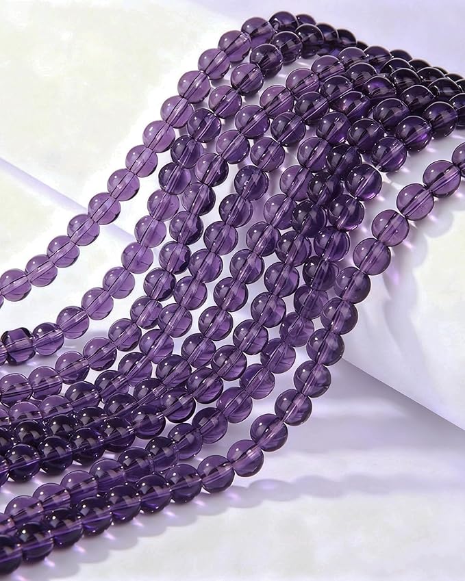 8mm Glass Beads 46PCS Glass Beads for Jewelry Making Charm Round Loose Bead for Bracelet Making Kit (Violet Blue)