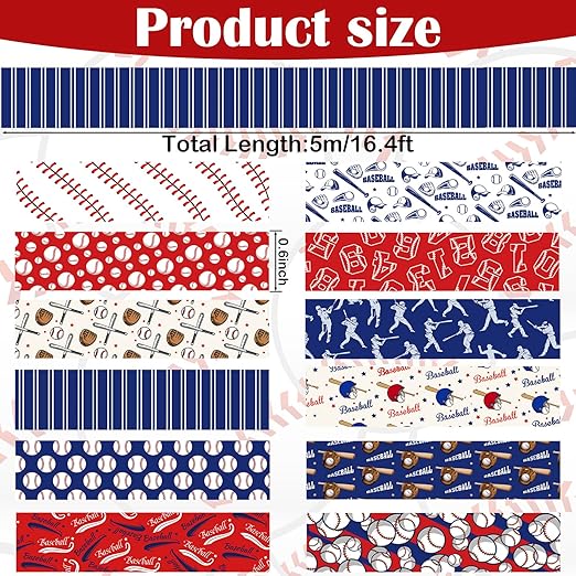 12 Rolls Baseball Washi Tape, Sport Masking Tape, Stadium Decorative Tapes for Scrapbook Journals Envelope DIY Art Craft Birthday Sports Party Gift Wrapping Supplies 16.4FT