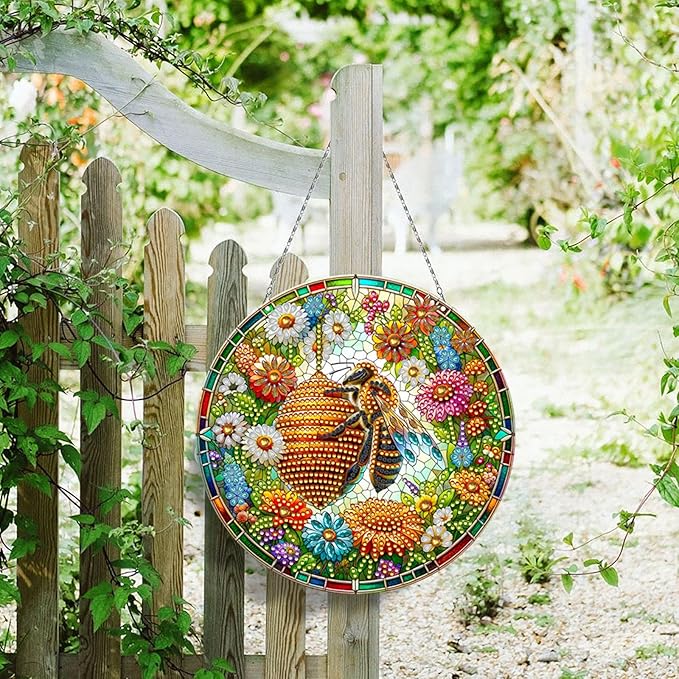 Generic DIY Hanging Diamond Pendant Special Shaped Crystal Diamond Art Painting Ornament Single Sided for Window Home Garden Wall Door Decor-Hive