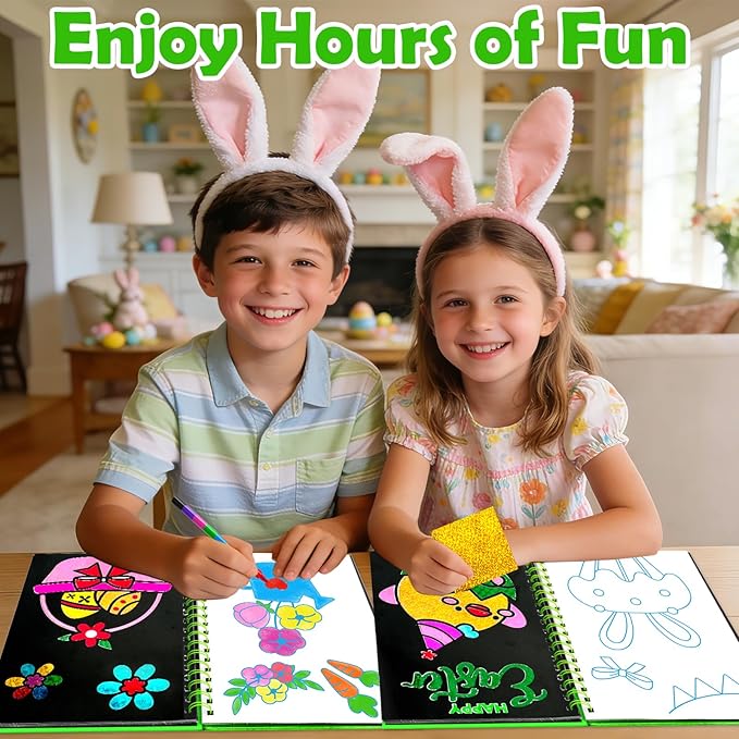 funnyb&g foil art crafts for kids ages 4-8: easter basket stuffers for kids 2026,birthday gift for kids, easter crafts for kids,party favors,creative toys for girls boys 4 5 6 7 8 9 years old(easter)