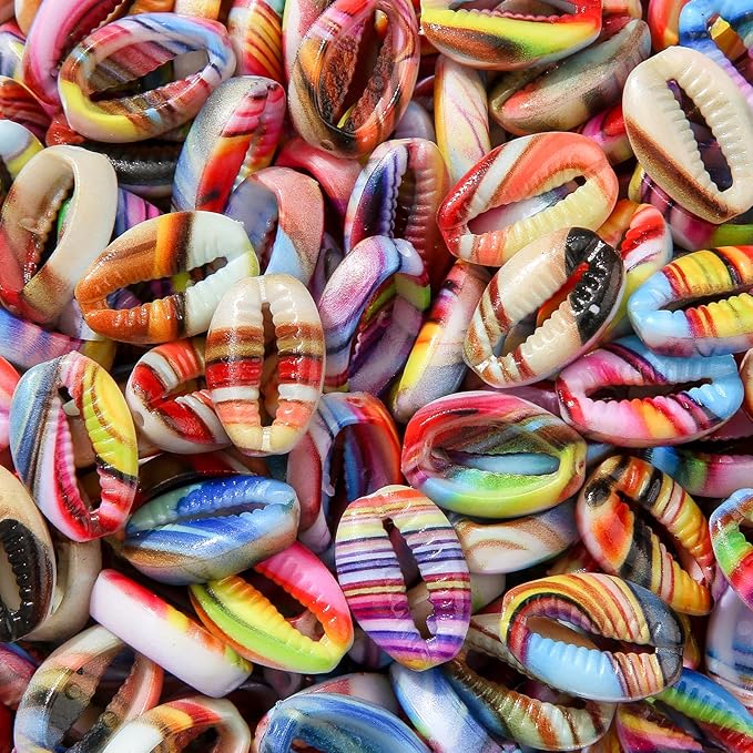 200pcs Acrylic Shell Beads Ocean Sea Theme Shell Charms Summer Hawaii Beaded for Jewelry Making Beading Kit Bracelets DIY Supplies (Color Shell)
