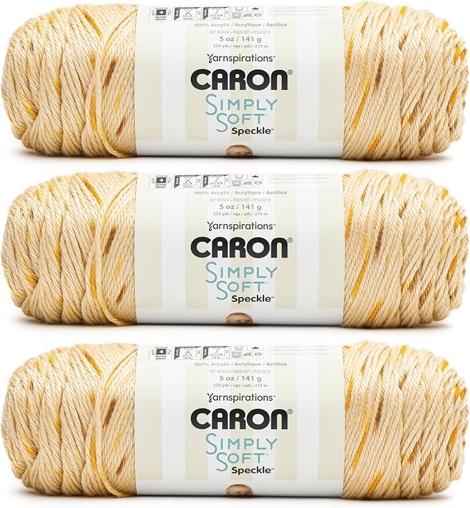 Caron Simply Soft Speckle Honeycobmb Yarn - 3 Pack of 5oz/141g - Acrylic - #4 Worsted (Medium) - 235 Yards - Knitting & Crochet