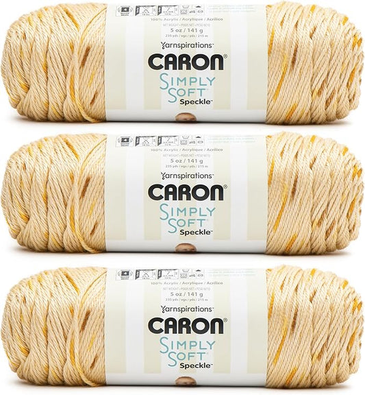 Caron Simply Soft Speckle Honeycobmb Yarn - 3 Pack of 5oz/141g - Acrylic - #4 Worsted (Medium) - 235 Yards - Knitting & Crochet