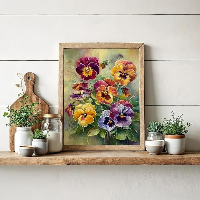 Diamond Art Kits for Adults Flower, DIY 5D Diamond Painting Kit for Beginners, Full Round Drill Gem Art Dots for Adults, Diamond Dots Paintings Crafts Home Wall Decor 12X16 Inch
