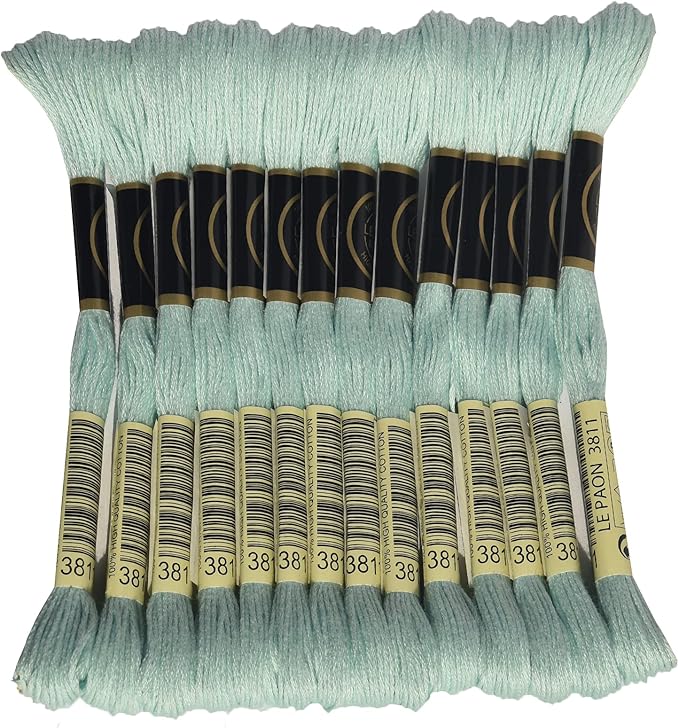 LE PAON Embroidery Floss, 14-Pack Six Strands 100% Long Staple Cotton Embroidery Thread, 8.7-Yard，Color Number：3811, Very Light Turquoise