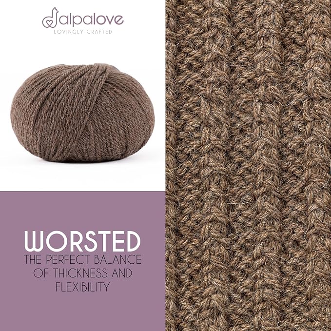Worsted Set (6 x 1.75 oz) Super Soft Baby Alpaca Knitting Yarn Brown 656 Yards