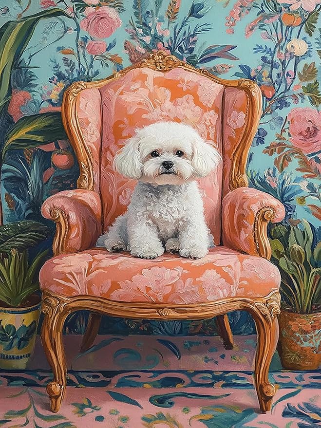Mosaflare Paint by Numbers for Adults Beginner, Dog on Sofa Adult Paint by Number Kits on Canvas, DIY Acrylic Oil Easy Painting by Numbers for Home Wall Decor 12X16 inch (Without Frame)
