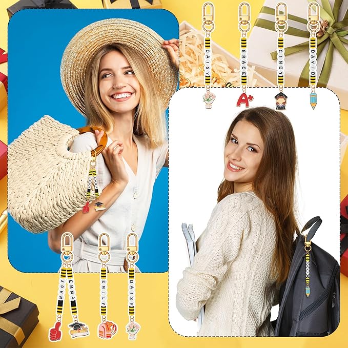 Tondiamo 2823 Pcs Bead Keychain DIY Craft Making Kit Key Ring Charms Letters Beads String for Gift Jewelry Key Ring Backpack Accessories (Graduation)