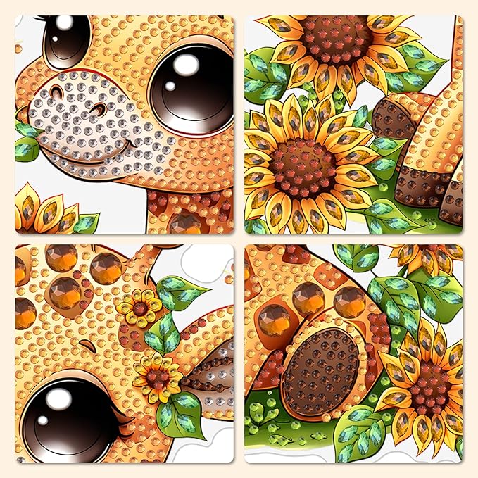 MXJSUA Giraffe Sunflowers Diamond Art Hanging Kits for Adults Beginners, DIY Acrylic Special Shaped Crystal Diamond Gem Drills Pendant Art Painting Ornament for Home Wall Decor Gift