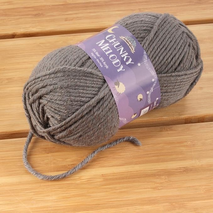 JubileeYarn Chunky Melody Yarn - 100g/Skein Bulky Wool Blend - Charcoal - 2 Skeins