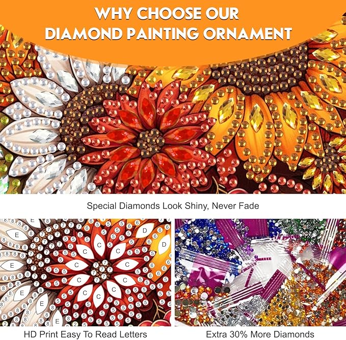 NEWENMO Diamond Art Hanging Kit for Adult, Sunflower Bouquet, DIY Double Sided Acrylic Special Shaped Diamond Art Painting Window Pendant Flowers, Home Garden Wall Hanging Ornament Kits