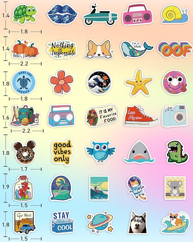 400 pcs stickers for kids, cute water bottle vinyl waterproof laptop stickers for students gifts school supplies classroom teacher prizes sticker pack for kids girls teens