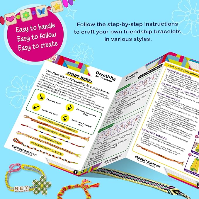 bracelet making kit for girls - friendship bracelet kit - christmas gifts for ages 6 7 8 9 10 11 12 year old girl birthday gifts, arts and crafts for kids ages 8-12 teen string bracelets diy maker