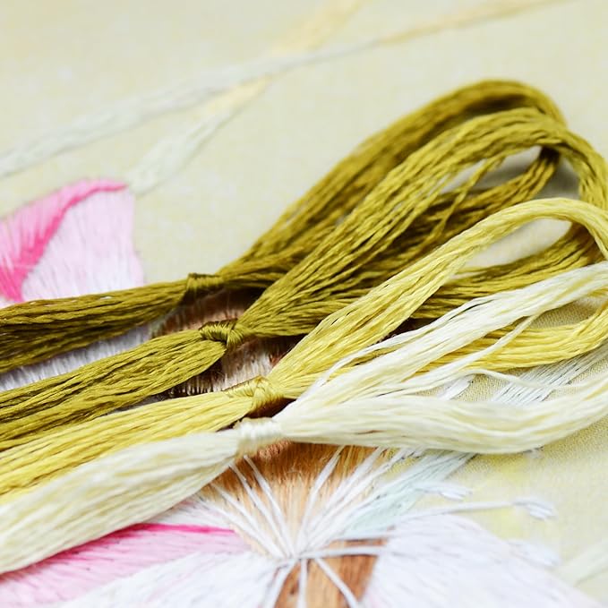 4 Skeins Mulberry Silk Floss Embroidery Thread Floss-Cross Stitch Threads China Silk Woven Jewelry Threads DIY Sewing Kits (12)