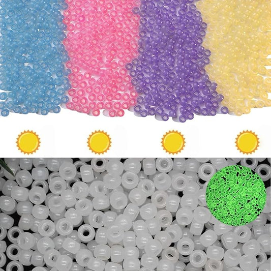 NikkiGuo 1000pcs Pony Beads, 15 Color Kandi Beads for Bracelets Making Kit, Hair Braids Crafts Jewelry Making Crafts Friendship Necklace Earrings DIY (UV Color Mixing)