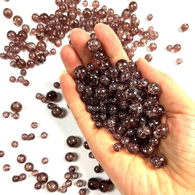 Glass Beads for Jewelry Making, 315Pcs Crackle Round 6/8/10mm Crystal Beads for Bracelet Craft Necklace Earring Making Wine Charms Wind Chimes, Medium Violet Color