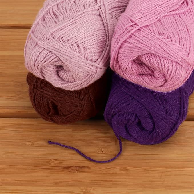JubileeYarn Cotton Select Yarn - 50g/Skein Sport Weight - Shades of Purple - 4 Skeins