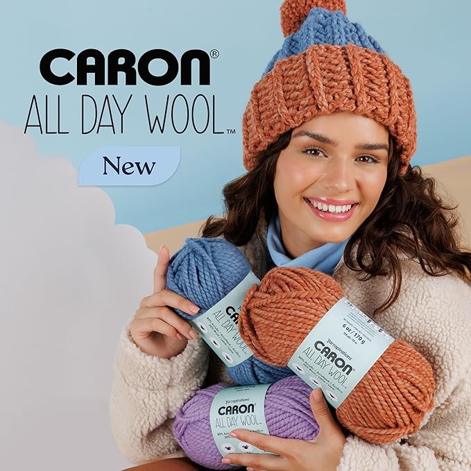 Caron All Day Wool Rose Garden Yarn - 3 Pack of 170g/6oz - 80% Acrylic 20% Wool - # 6 Super Bulky - 108 Yards - Knitting/Crochet