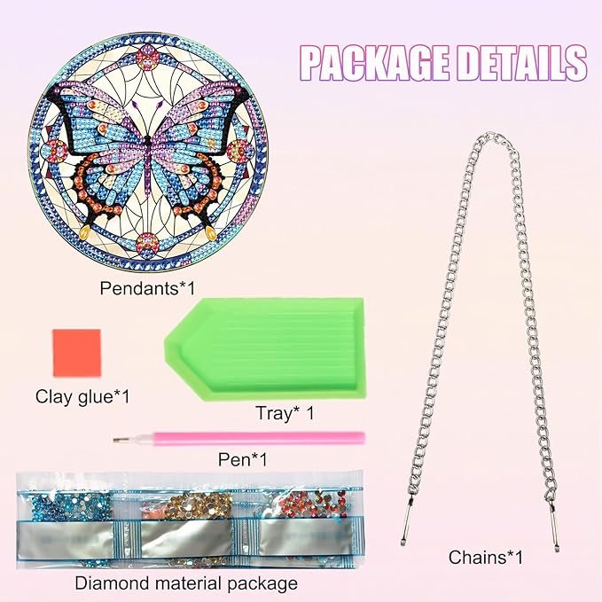 Tontut Diamond Painting Hanging Decoration Kits, Adult Beginner 5D Butterfly Diamond Art Painting, DIY Special Shape Diamond Craft Wall Garden Decoration, Gifts