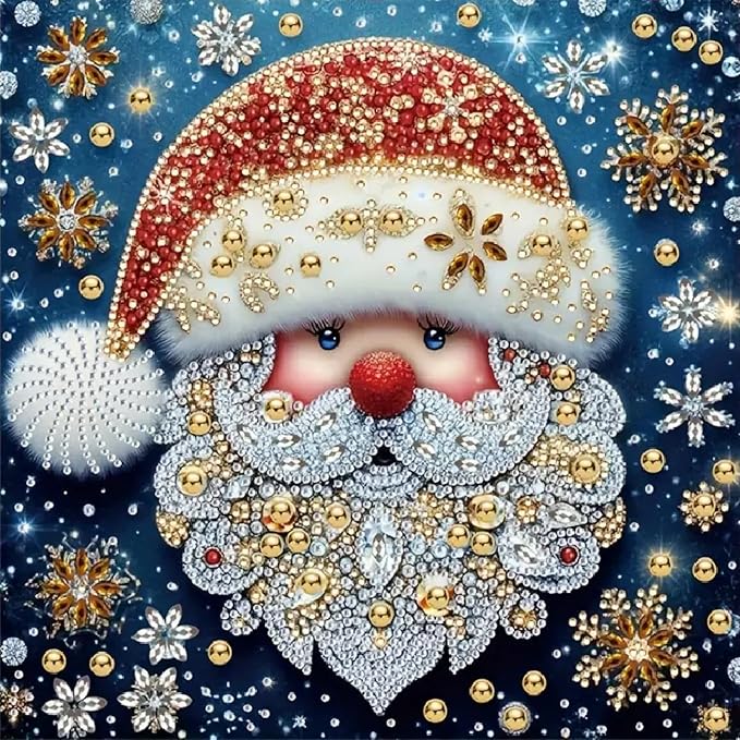 STGLCR 5d Christmas Diamond Painting Kits, Special Shaped Santa Claus Diamond Art Kits for Adults Snowflake Paint with Diamonds Gem Art,Full Drill Diamond Arts and Crafts for Decor 12 * 12 inch