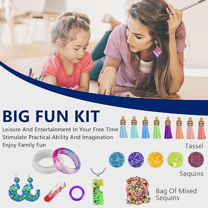 IGaiety Resin Kits for Jewelry Making Silicone Molds Starter Kit 278 Pcs Bundle with Epoxy Resin Silicone Mold Art for DIY Jewelry Earring Keychain Necklace Rings Making Adults Beginners