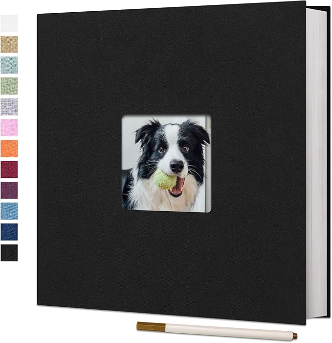 Vienrose Large Photo Album Self Adhesive for 4x6 8x10 Pictures Linen Scrapbook Album DIY 40 Blank Pages with A Metallic Pen