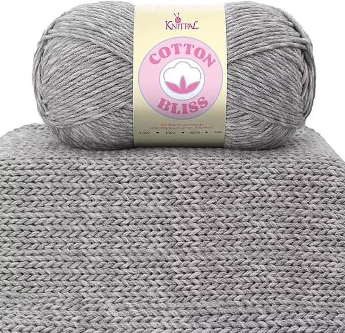 Cotton Bliss Soft Cotton Blend Yarn for Crocheting, 4-Pack (640Yds / 400G), Free Patterns, Beginners Friendly - #4 Medium Worsted Weight Yarn for Baby Blanket - Smokey Cypress