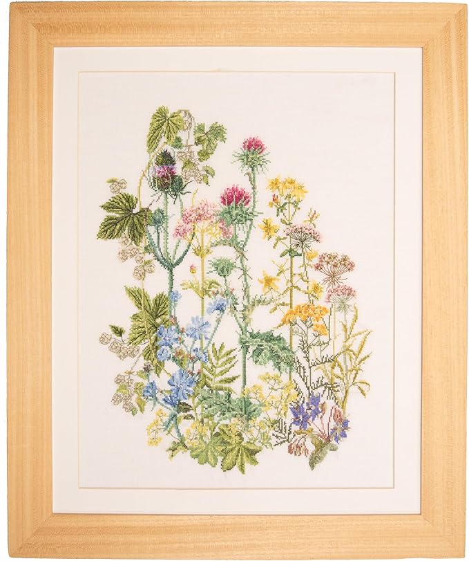 Thea Gouverneur - Counted Cross Stitch Kit - Herbs - Aida - 18 Count - Embroidery Kits for Adults - Crafts - DMC Embroidery Threads and Other Cross Stitch Supplies Included - 424A