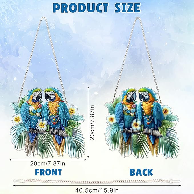DOMROM Parrot Diamond Art Hanging Kits for Adults Beginners, Special Shaped Crystal Diamond Painting Parrot Pendant, DIY Diamond Art Suncatchers Bird for Home Garden Wall Decor Gift