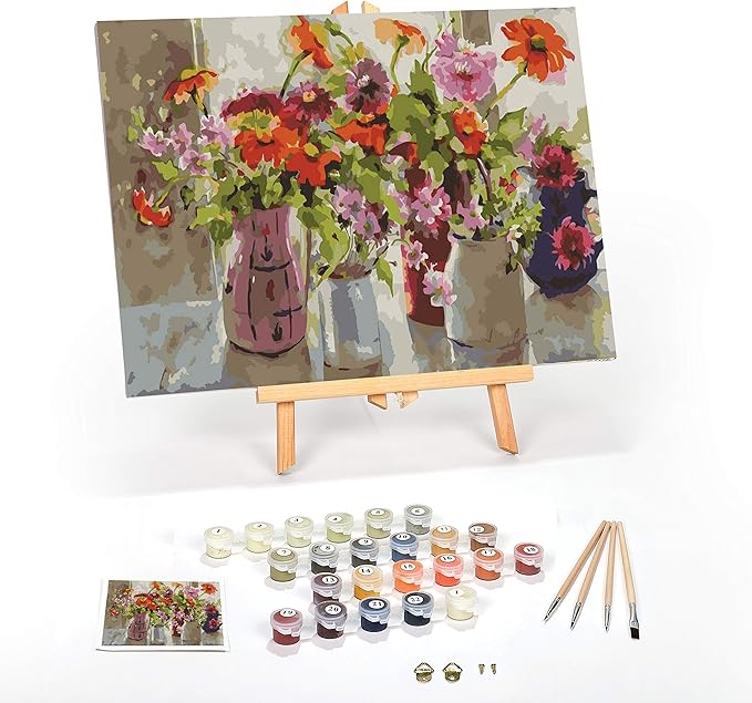 Ledgebay DIY Paint by Numbers Kit for Adults Framed Canvas Beginner to Advanced Paint by Numbers Kit, Kits Include Acrylic Paint Set, Brushes & Tabletop Easel (October 16" x 20" Framed)