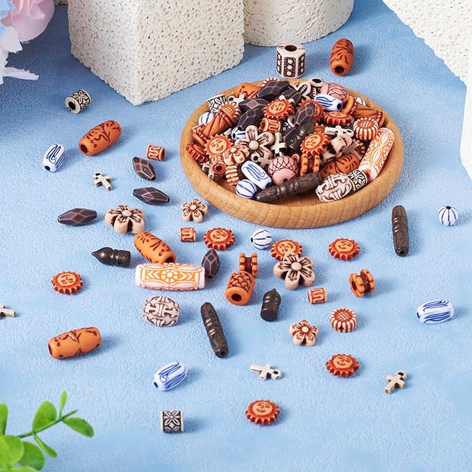 Cheriswelry Assorted Vintage Acrylic Beads (100G) - Round, Heart, Flower, Drop, Oval Shapes - Loose Beads for Jewelry Making