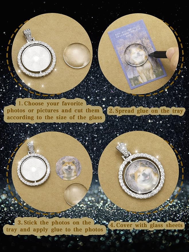 Ferraycle 27 Pieces Rhinestone Bezel Pendant Trays Set Including 9 Pieces Double-Sided Sublimation Blank 1 Inch Bezel Round Pendant Trays Charms with 18 Transparent Glass(Silver, Gold)