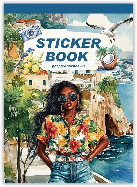 326Pcs Black Girl Themed Planner Stickers Book, People Stickers for Junk Journal Kit, 40 Sheet Scrapbook Supplies with Washi Tape for Planners, Bullet Journal ,Mixed Media Art