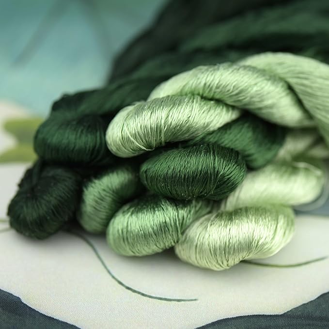 Natural 100% Silk Thread, Handmade Embroidery Thread Silk Floss 7 Colors 110m Each (19)