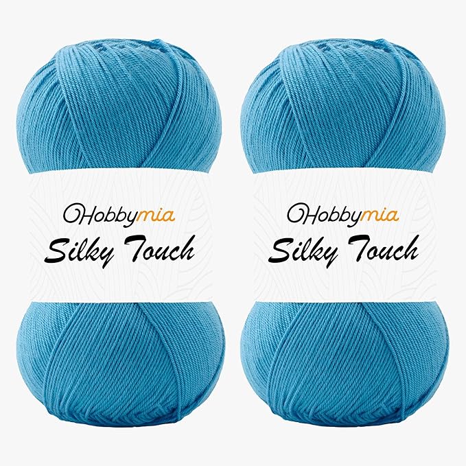Silky Touch Acrylic Yarn - Soft Sport Weight Yarn for Crochet & Knitting - 100g / 383yds - 100% Microfiber Acrylic - Lightweight Fine Smooth Yarn(Blue - Turquoise, 2 Skeins)