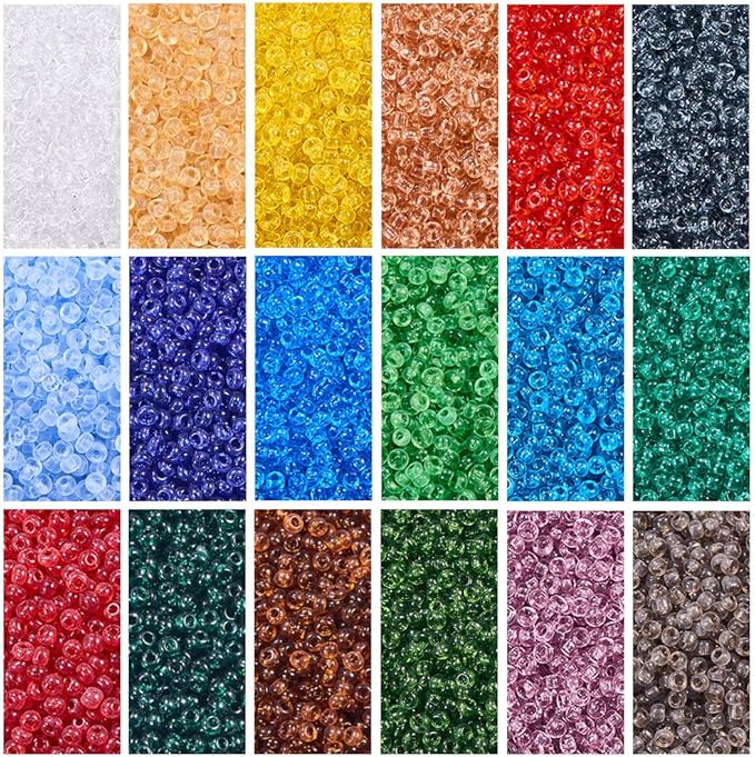 FINGERINSPIRE 11200pcs Glass Seed Beads 12/0 Small Craft Beads Loose Beads Kit(Clear) for for Adults DIY Bracelet Necklaces Crafting Jewelry Making Supplies(2mm, 6OZ)