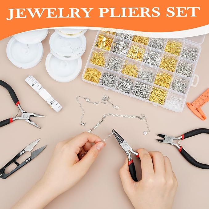 fuvooi Jewelry Repair Kit, Jewelry Making Supplies Kit Jewelry Pliers Set with Wires, Chain, Tweezers, Lobster Clasps, Jewelry Jump Rings