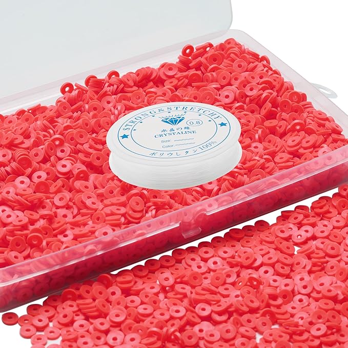 4000 Pcs Clay Beads for Bracelets Making, Polymer Spacer Flat DIY for Jewelry Necklace Earring Making Kit, Preppy Aesthetic Heishi Heshie Thin Disk Beads Assortments Set 4 6 8MM (RD-1-01, 4MM)