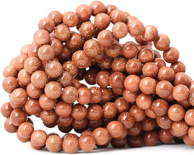 cheavian 45pcs 8mm gold sandstone gemstone round loose beads for jewelry making 1 strand 15"