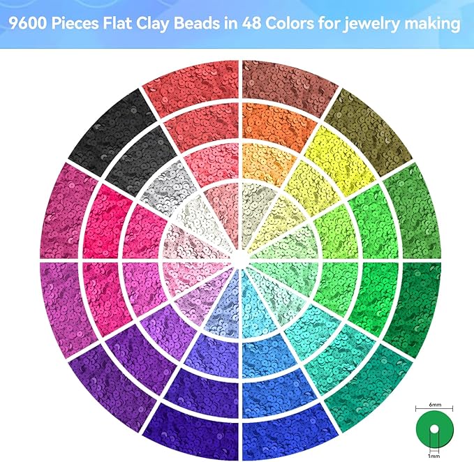 ARTDOT 10982 PCS Clay Beads for Friendship Bracelets Making Kit, 48 Rainbow Colors Jewelry Making Supplies Heishi Beads with Elastic String and Organizer Gifts
