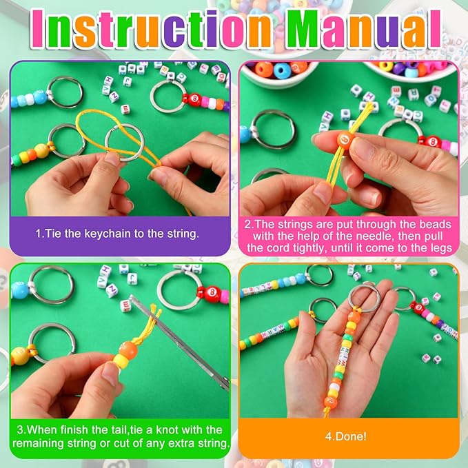 Landical 564 Pcs DIY Bead Keychain Kit Key Chain Making Craft Adjustable Letter Beads String Mama Sport Gift Alphabet Jewelry Backpack Accessories Holiday Party Favor(8 Ball,Pale Color)