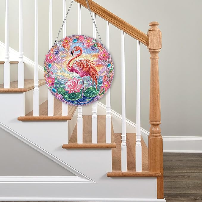 Hanging Diamond Art Kits for Adults Bird – 8x8 Inch Double-Sided Acrylic Board DIY Crystal Diamond Suncatcher Pendant, Sparkling Home Wall or Window Decoration Handmade Gift